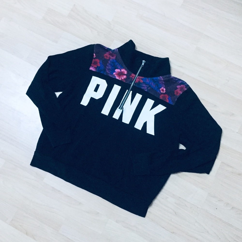 Hawaiian Tropical Print VS Pink Quarter ZIP